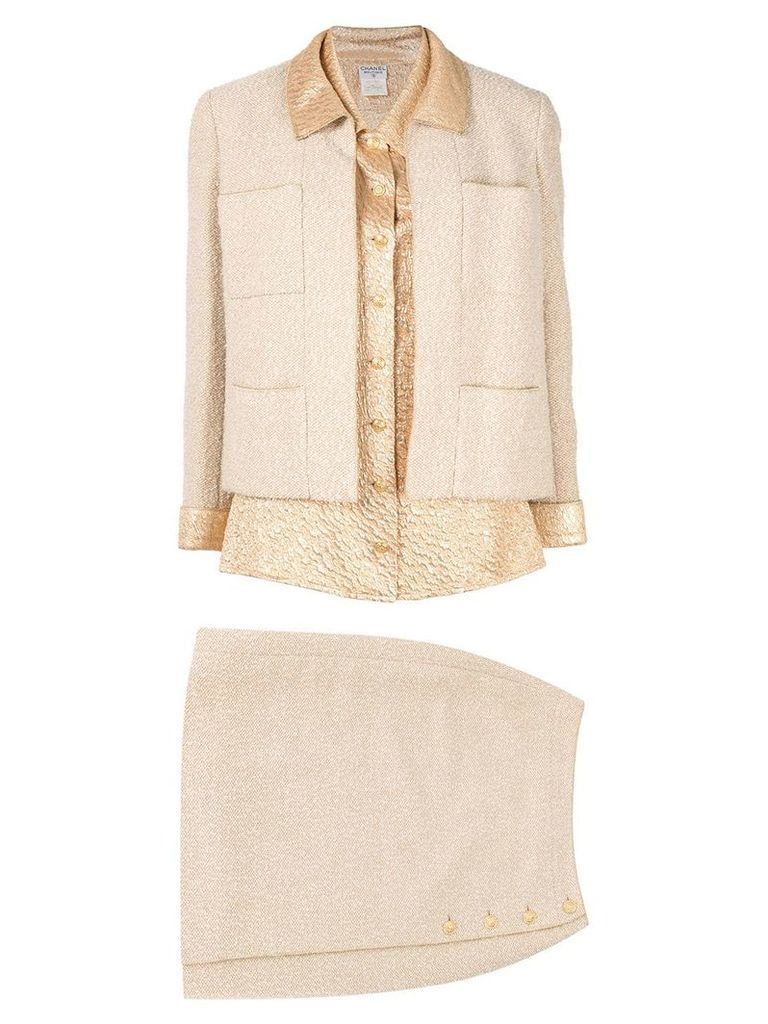 Chanel Pre-Owned three-piece skirt suit - GOLD