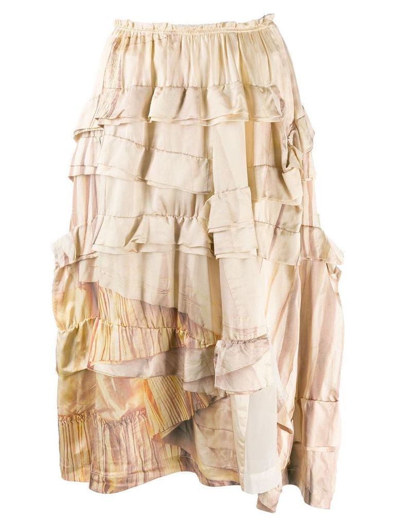 Comme Des Garçons Pre-Owned 2000's tiered ruffled skirt - NEUTRALS