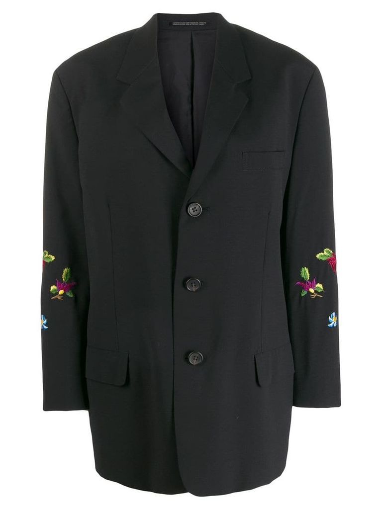 Yohji Yamamoto Pre-Owned 1990's floral embrooidered blazer - Black