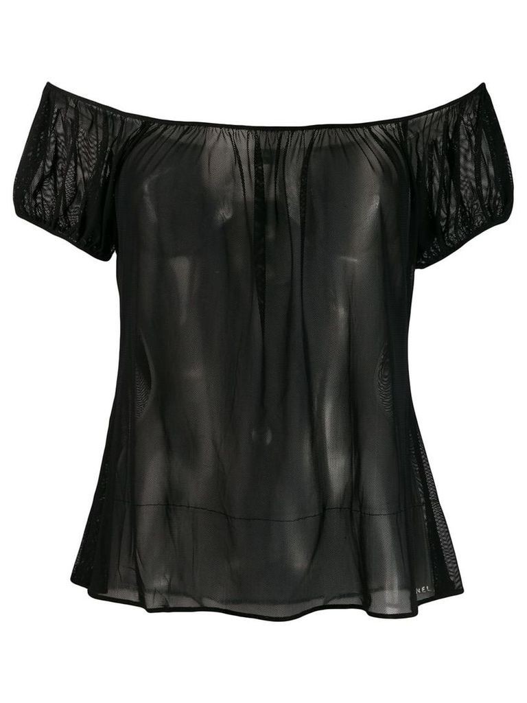 Chanel Pre-Owned 2001's off-the-shoulders sheer blouse - Black