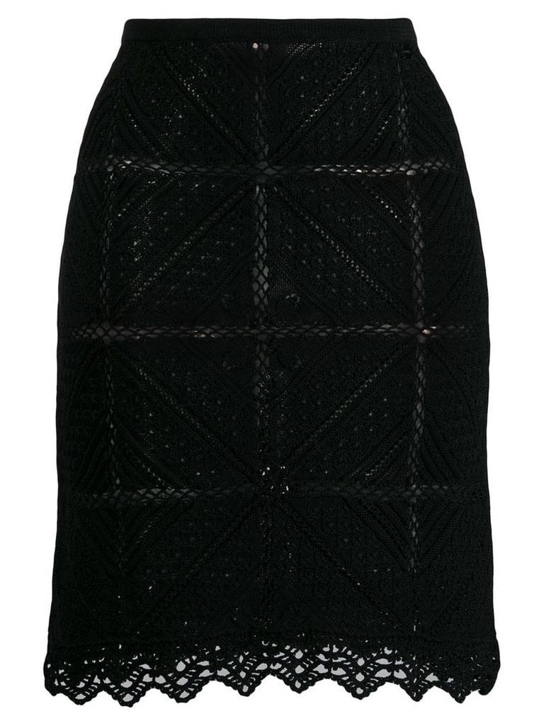 Chanel Pre-Owned 2004's geometric-shaped crochet skirt - Black