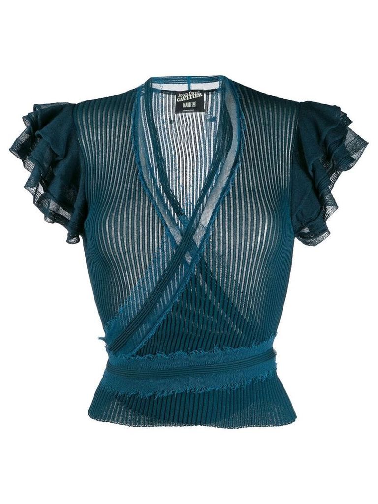 Jean Paul Gaultier Pre-Owned 1990's flounced sleeve blouse - Blue