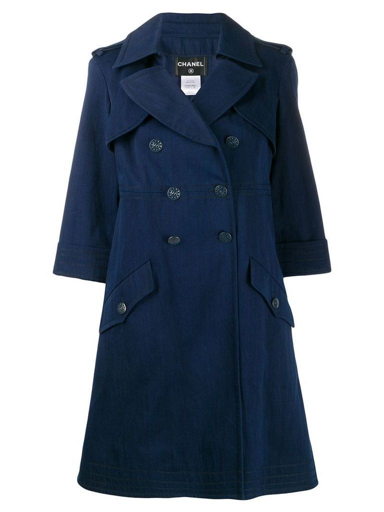 Chanel Pre-Owned double-breasted midi coat - Blue