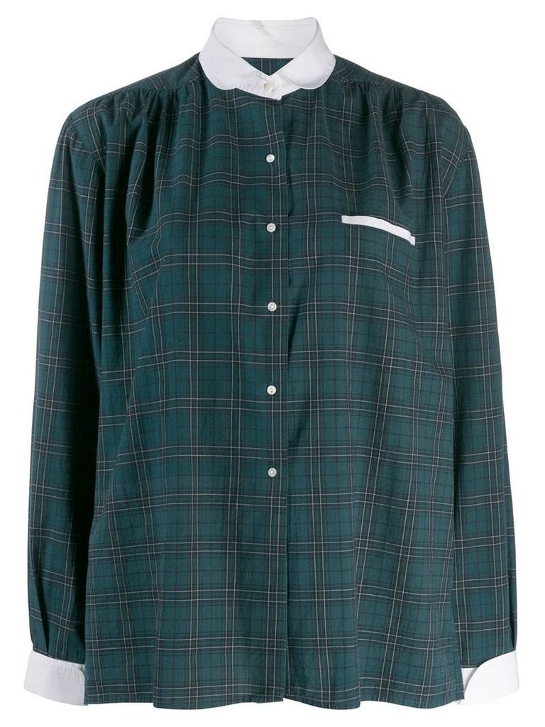 Burberry Pre-Owned 1980's club collar checked shirt - Green