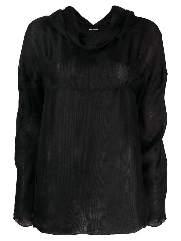 Giorgio Armani Pre-Owned 1990's cowl neck longsleeved blouse - Black