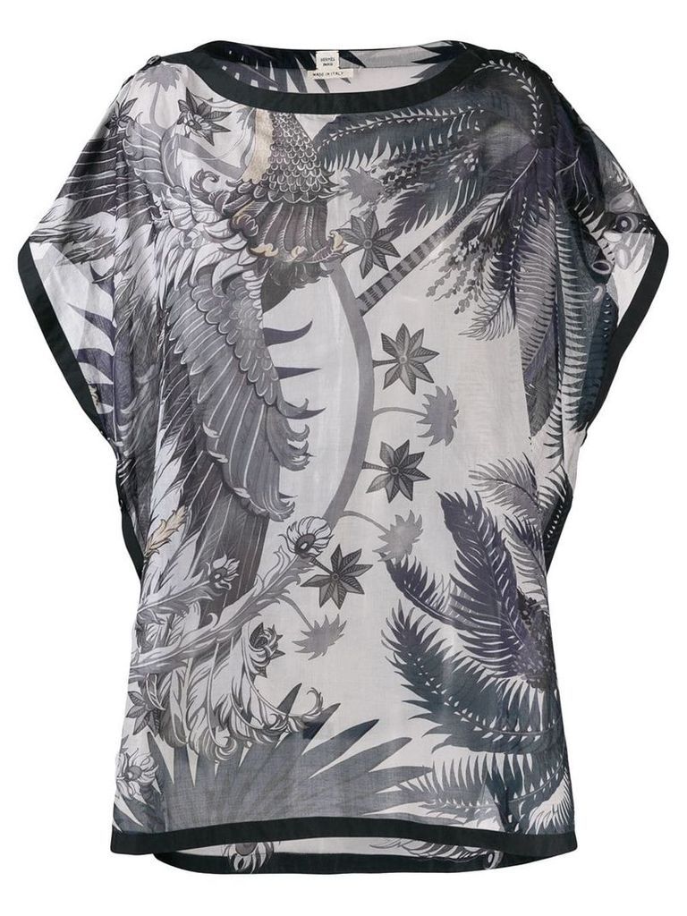 Hermès Pre-Owned 2000's palm trees kaftan top - Blue