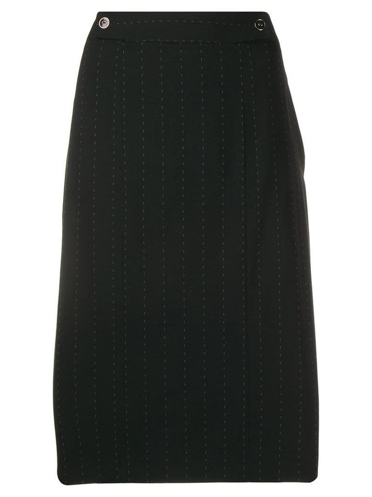 Salvatore Ferragamo Pre-Owned 2000's pinstripe straight skirt - Black