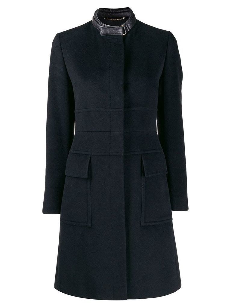 Gucci Pre-Owned 1990's ribbed details midi coat - Black
