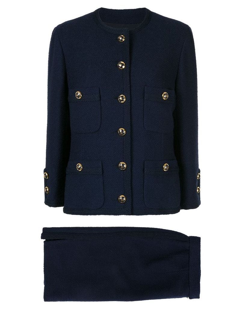 Chanel Pre-Owned CC setup suit jacket skirt - Blue