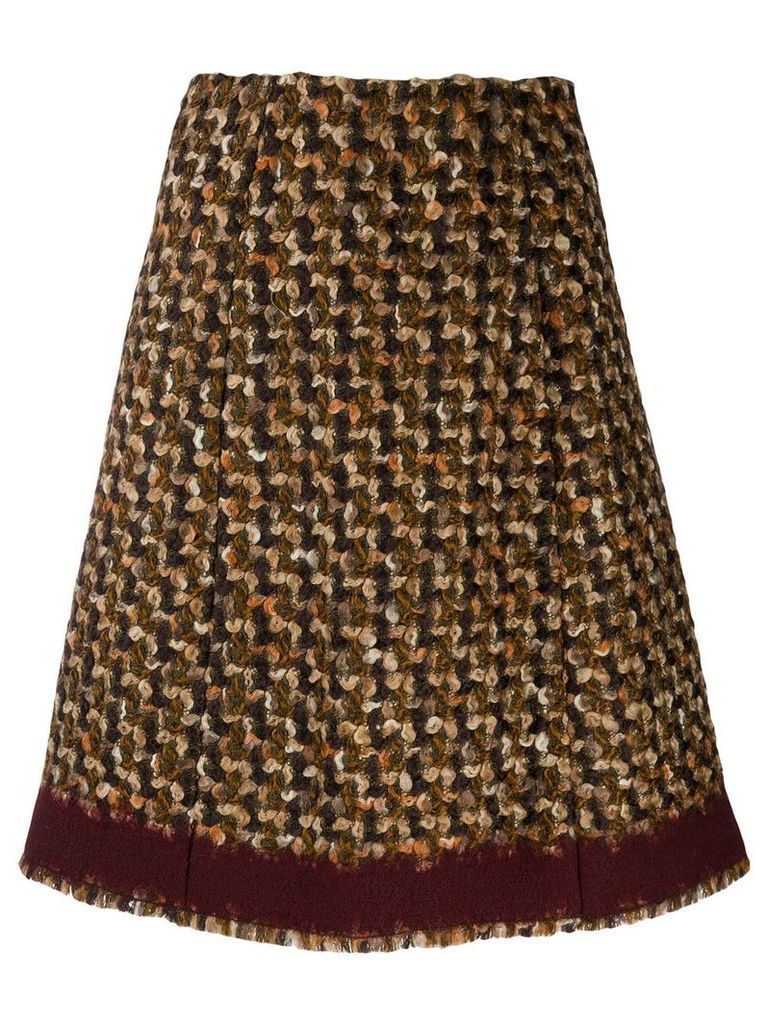 Prada Pre-Owned 2000s woven houndstooth A-line skirt - Brown