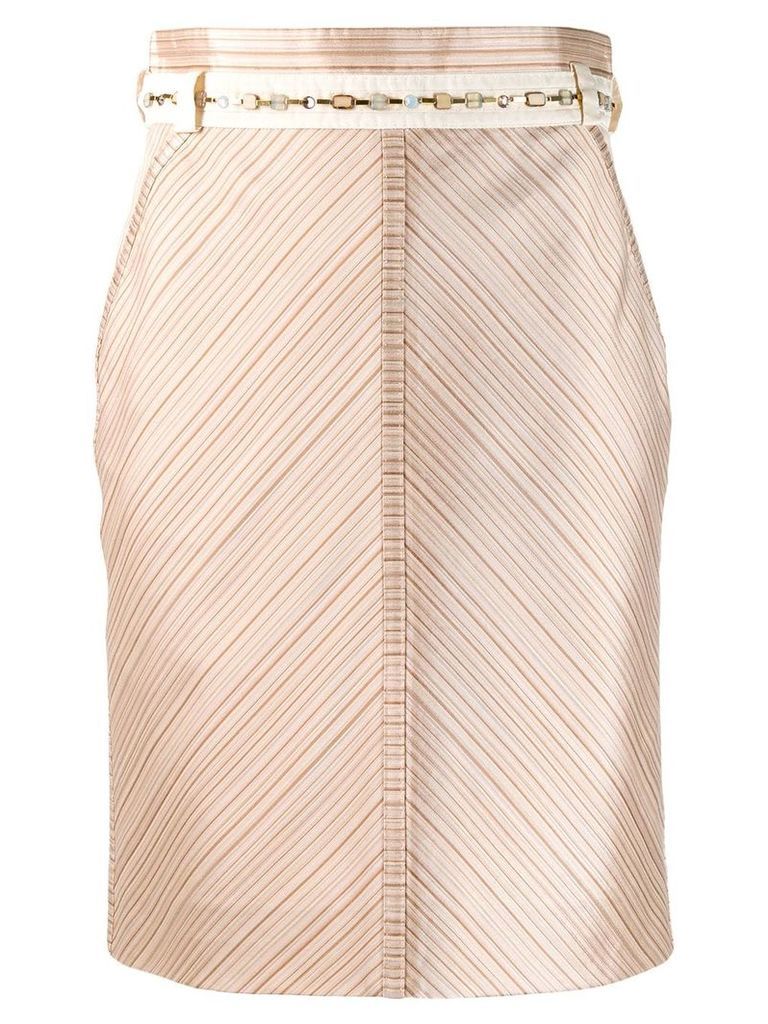 Louis Vuitton 2000s V-striped straight skirt - NEUTRALS