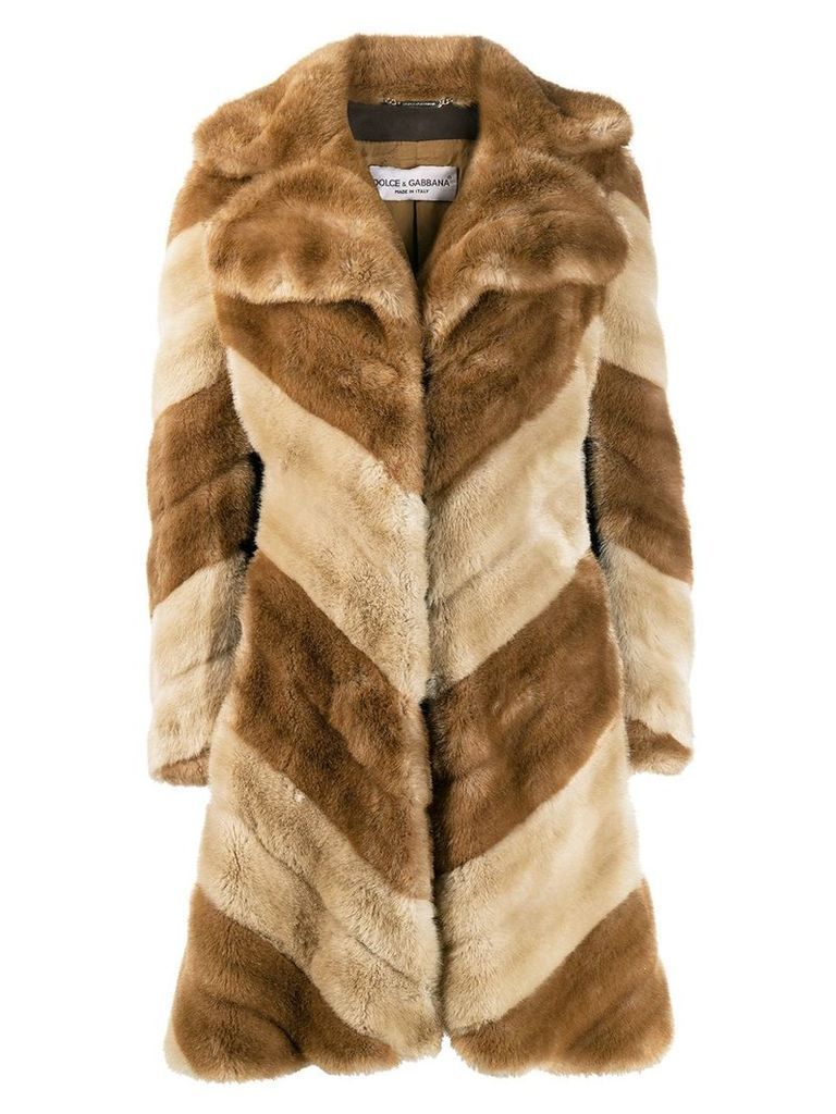 Dolce & Gabbana Pre-Owned '1990s faux fur coat - NEUTRALS