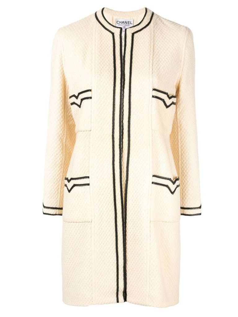 Chanel Pre-Owned CC Logos Long Sleeve Coat - White