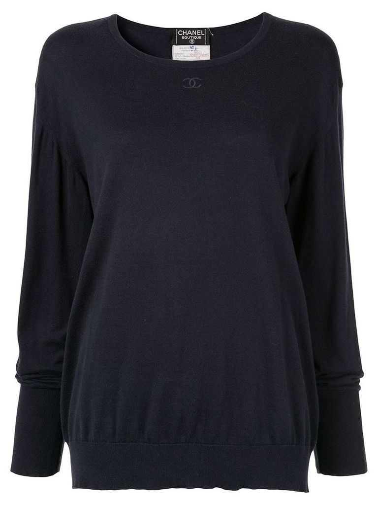 Chanel Pre-Owned 1995 embroidered interlocking CC jumper - Blue