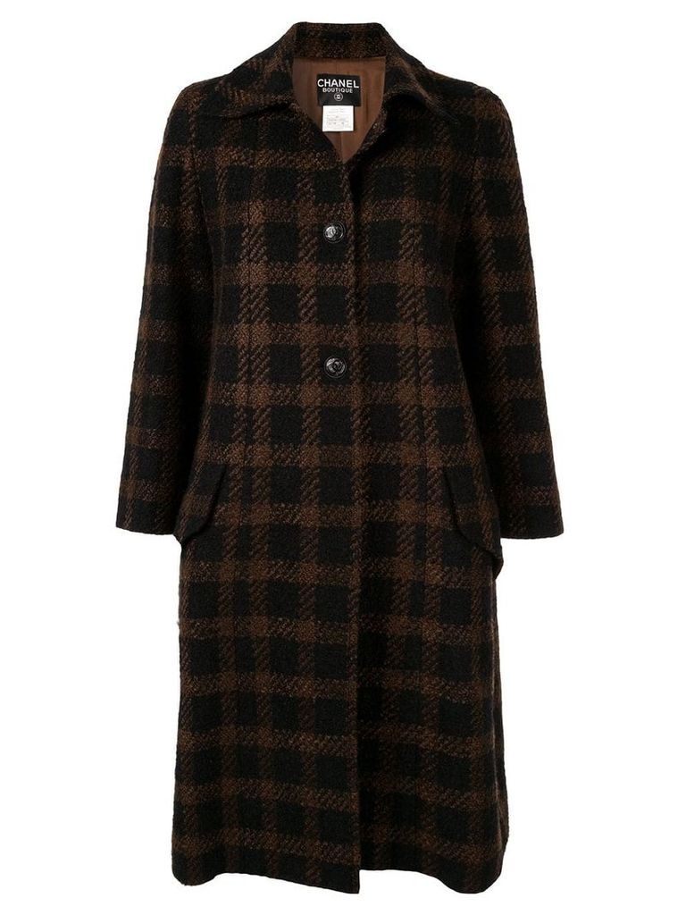 Chanel Pre-Owned CC long sleeve tweed coat - Brown
