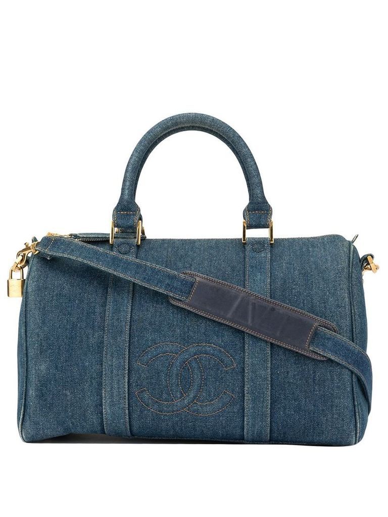 Chanel Pre-Owned CC stitch denim Boston 2way bag - Blue