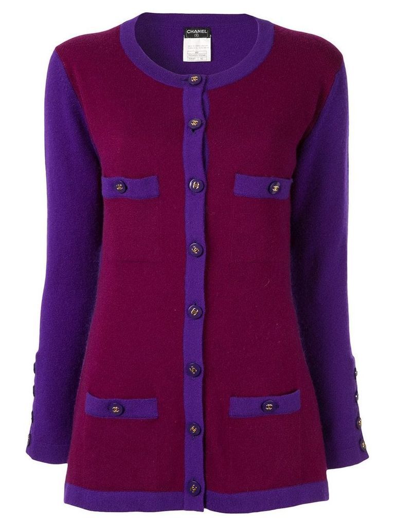Chanel Pre-Owned cashmere elongated cardigan - PURPLE