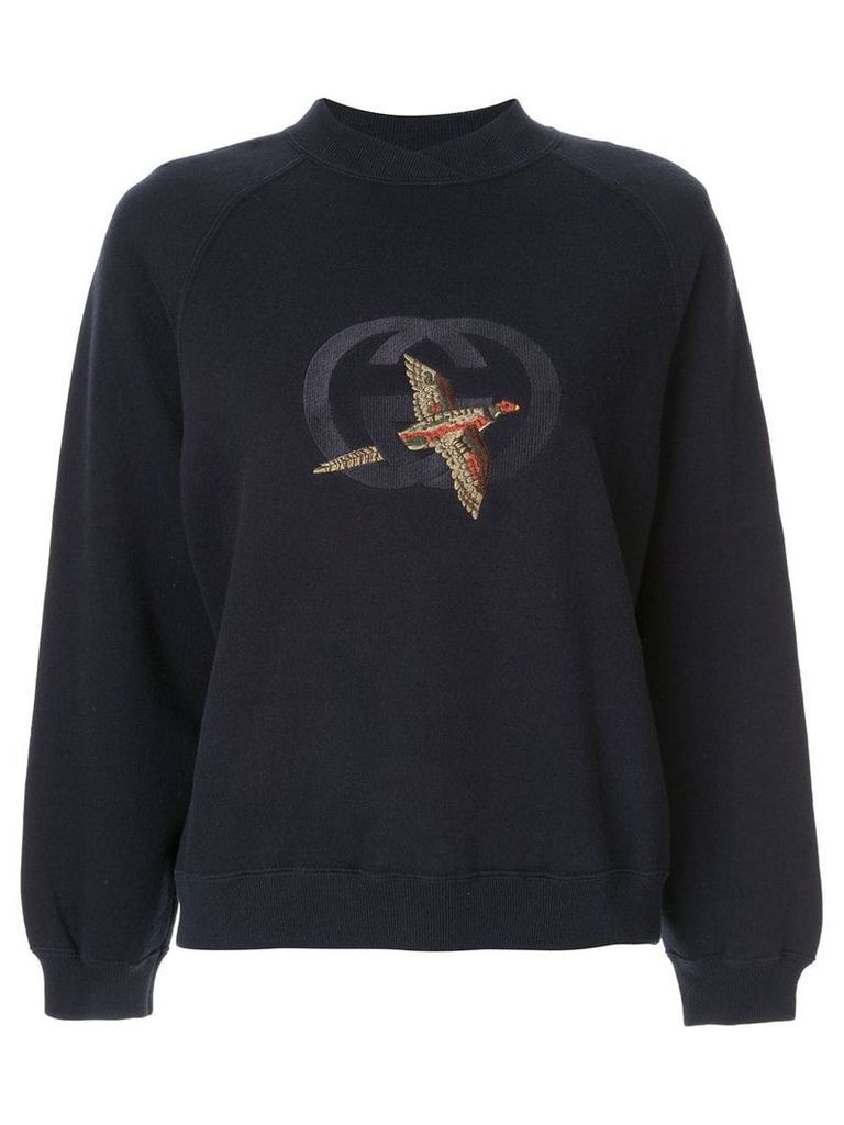 Gucci Pre-Owned bird GG embroidery sweatshirt - Blue