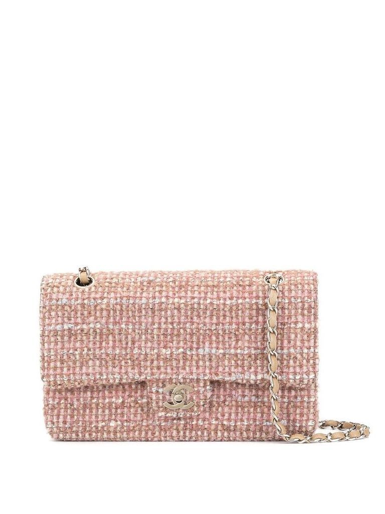 Chanel Pre-Owned 2003-2004 tweed Double Flap Chain shoulder bag - PINK