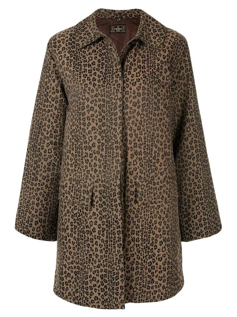Fendi Pre-Owned leopard printed straight coat - Brown