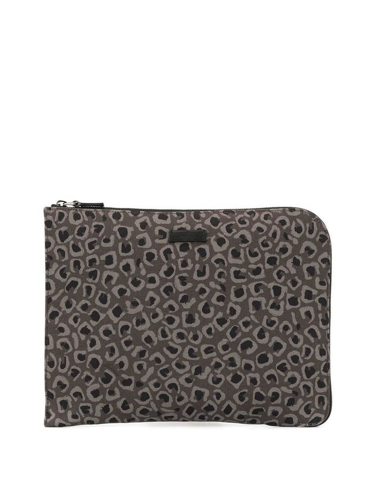 Gucci Pre-Owned Leopard Print Nylon clutch - Grey