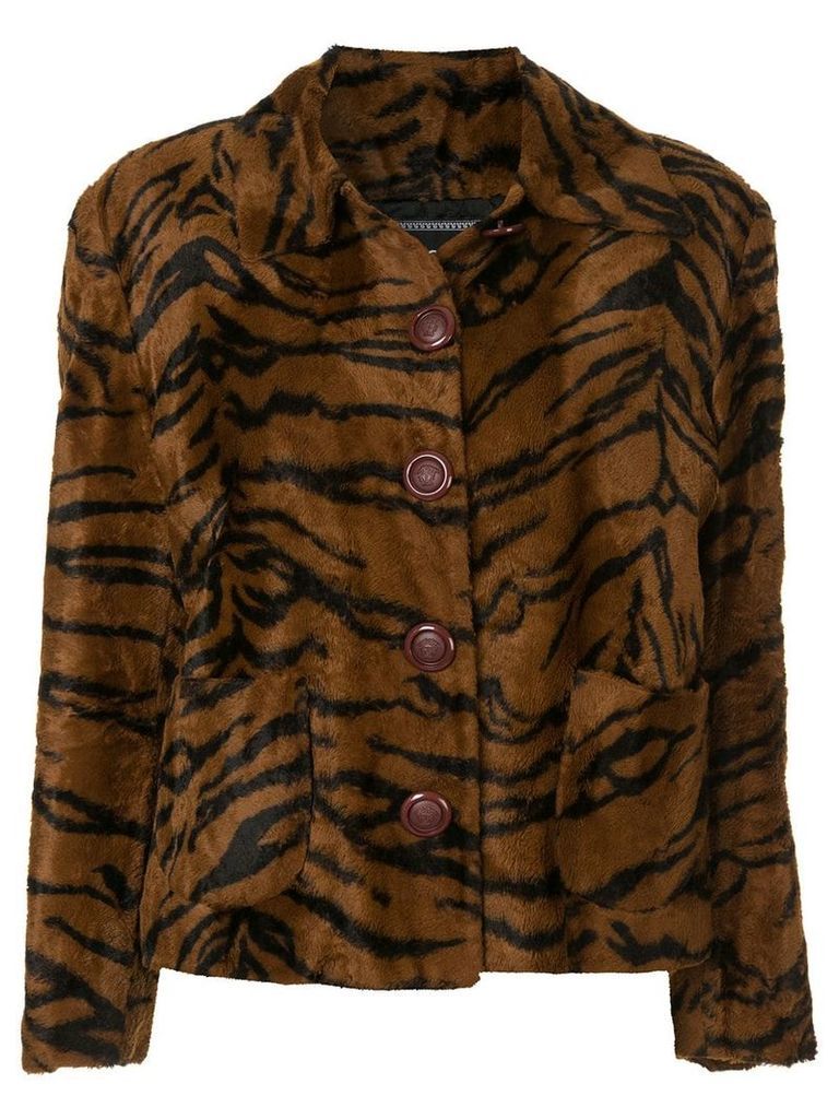 Versace Pre-Owned faux fur tiger pattern jacket - Brown