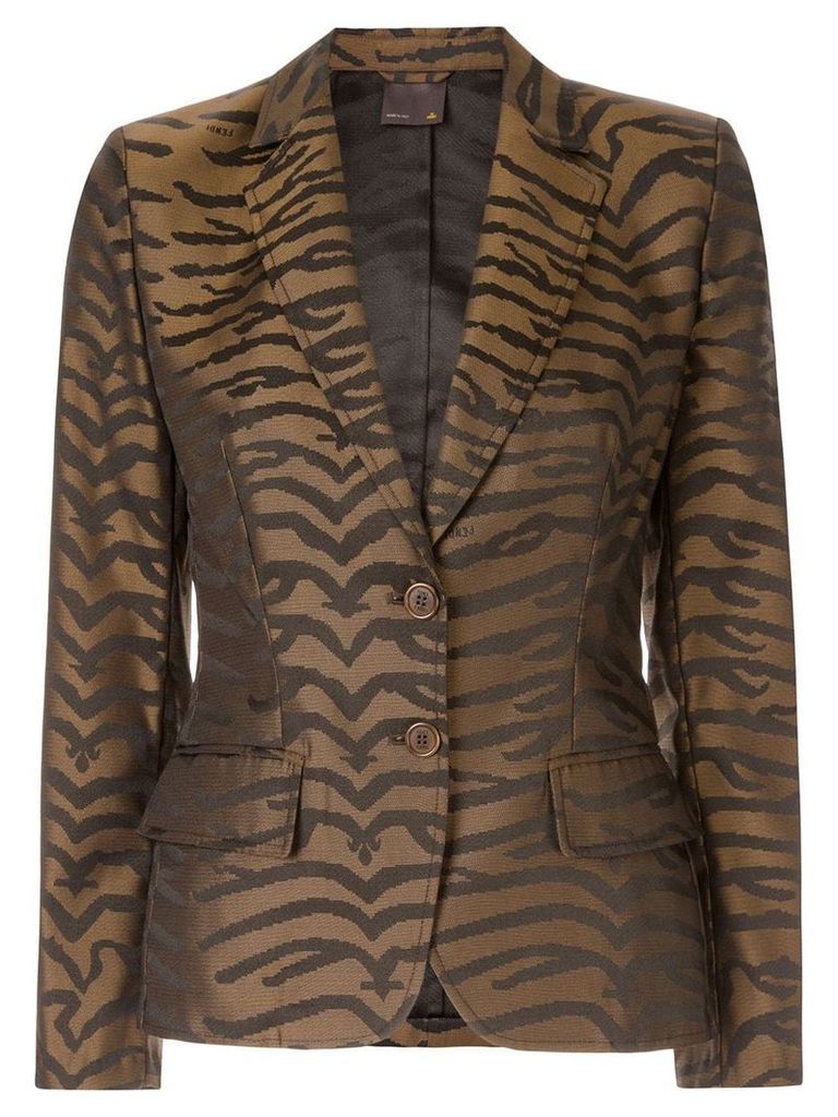 Fendi Pre-Owned leopard pattern blazer - Brown