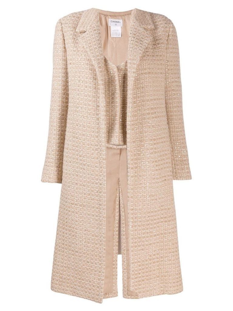 Chanel Pre-Owned tweed coat - Neutrals