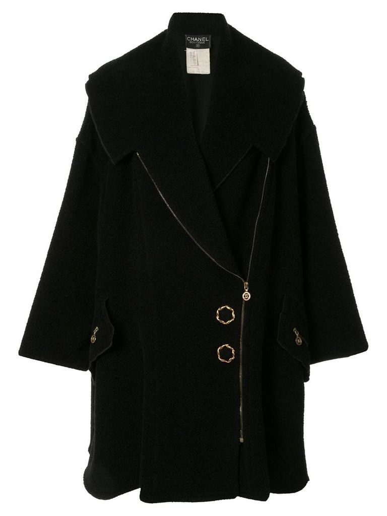 Chanel Pre-Owned long sleeve flare coat - Black