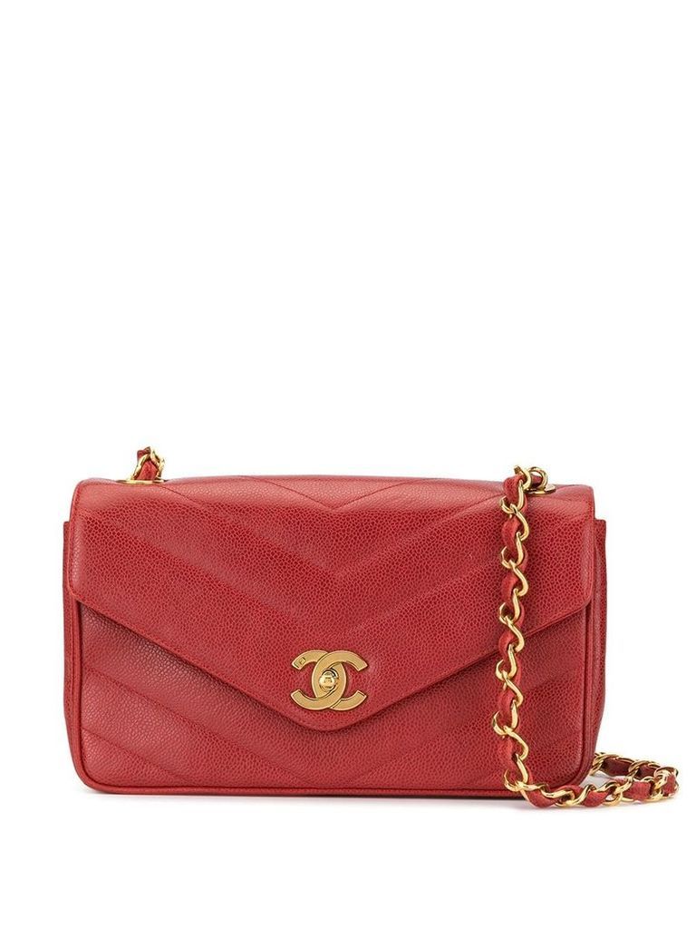 Chanel Pre-Owned V-stitch chain shoulder bag - Red