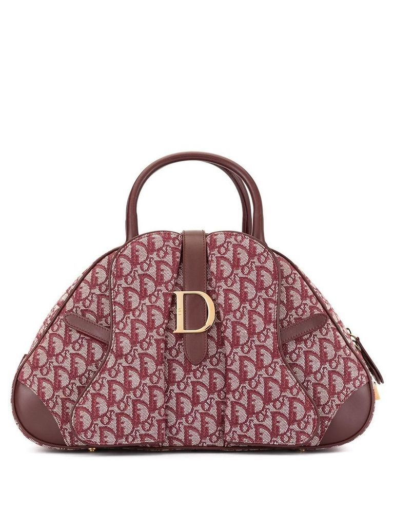 Christian Dior Pre-Owned Trotter pattern saddle hand bag - Red
