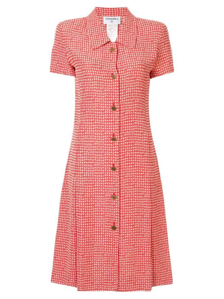 Chanel Pre-Owned checked shirt dress - Red