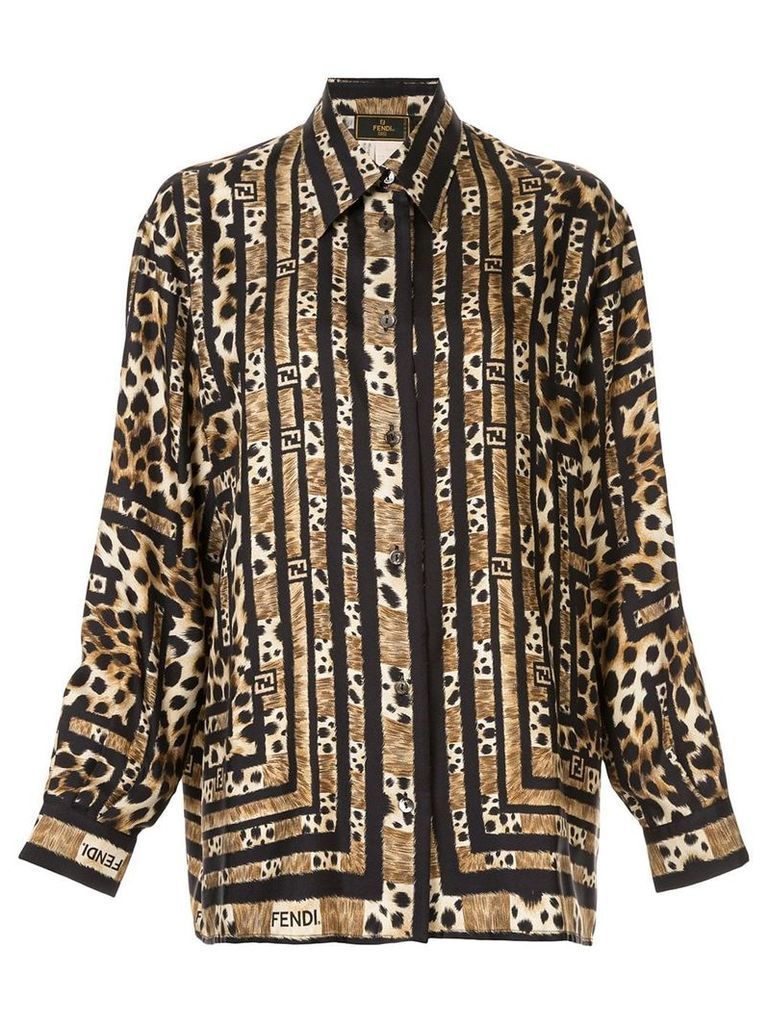 Fendi Pre-Owned leopard pattern long sleeve top - Brown