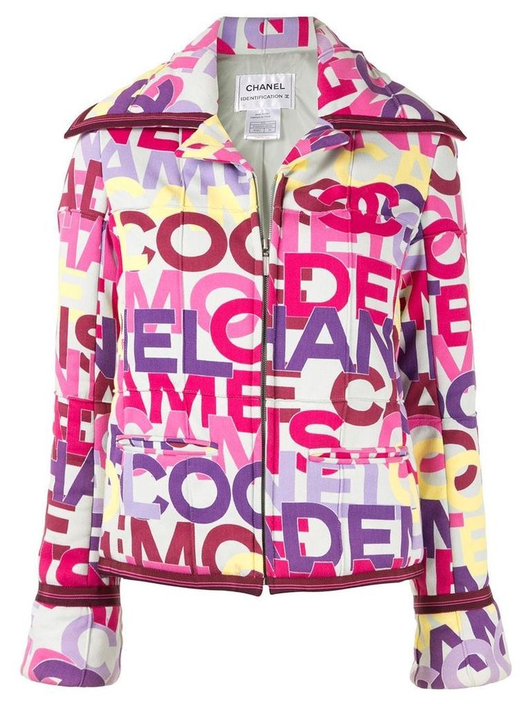 Chanel Pre-Owned contrasting lettering motif jacket - Multicolour