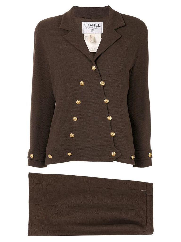 Chanel Pre-Owned Chanel CC setup suit jacket skirt - Brown