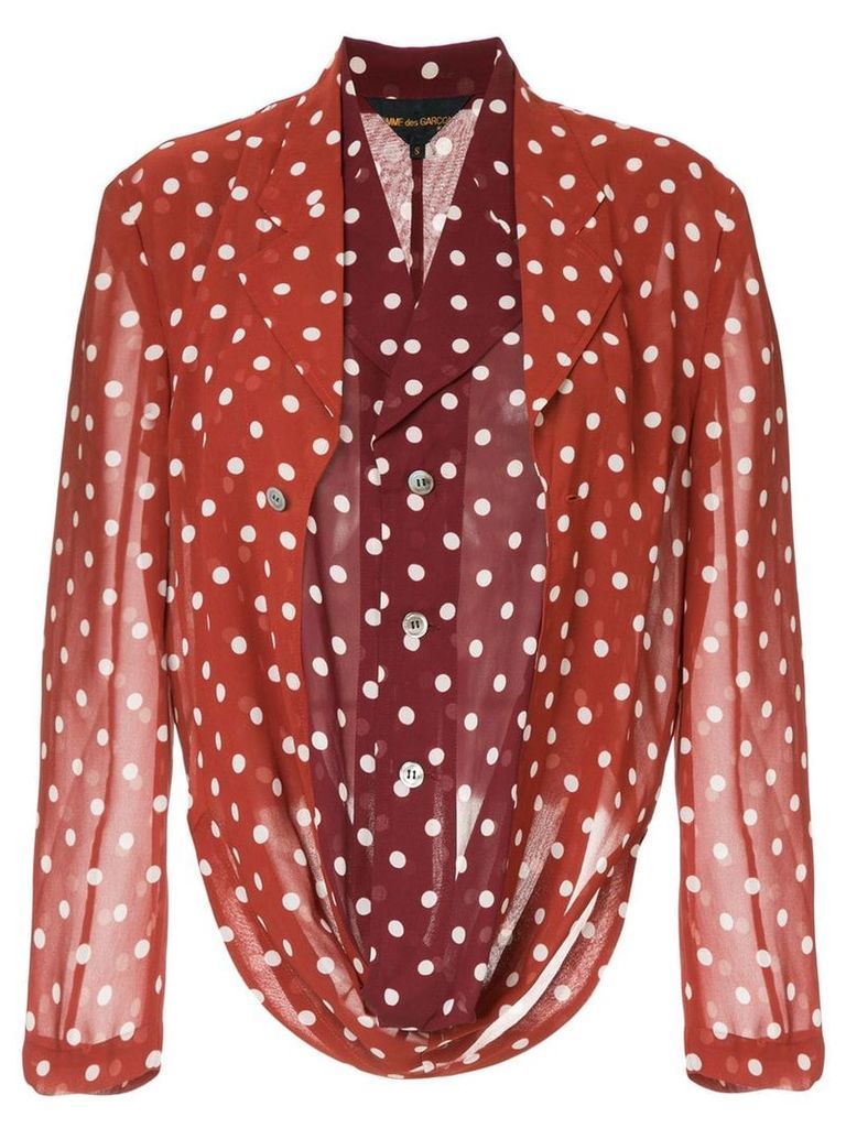 Comme Des Garçons Pre-Owned double layer polka dot top - Brown