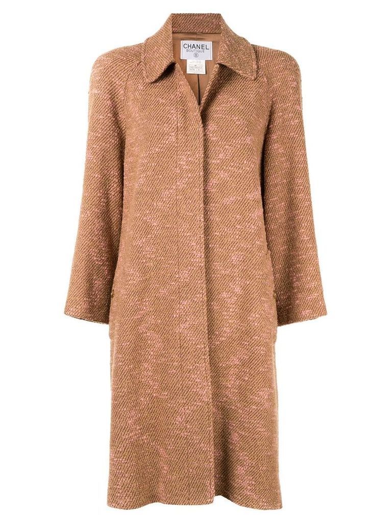 Chanel Pre-Owned long sleeve two-tone tweed coat - Brown