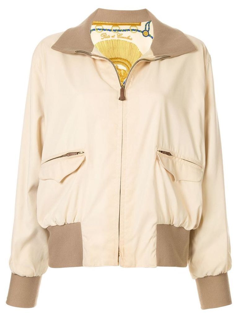 Hermès pre-owned Long Sleeve Zip Up Reversible Jacket - NEUTRALS