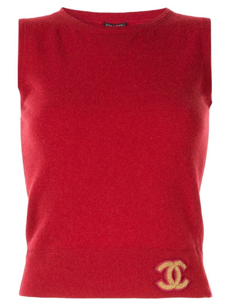 Chanel Pre-Owned CC logos sleeveless knit top - Red