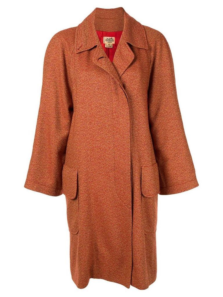 Hermès pre-owned cashmere single-breasted coat - ORANGE