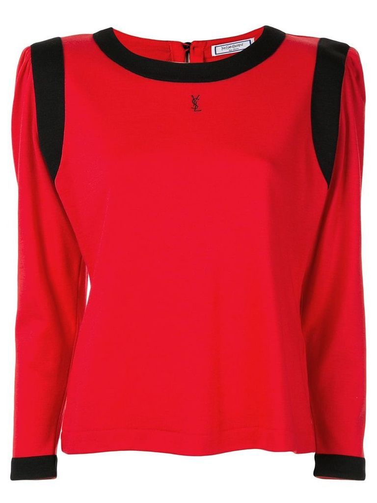 Yves Saint Laurent Pre-Owned square shoulder long-sleeve top - Red