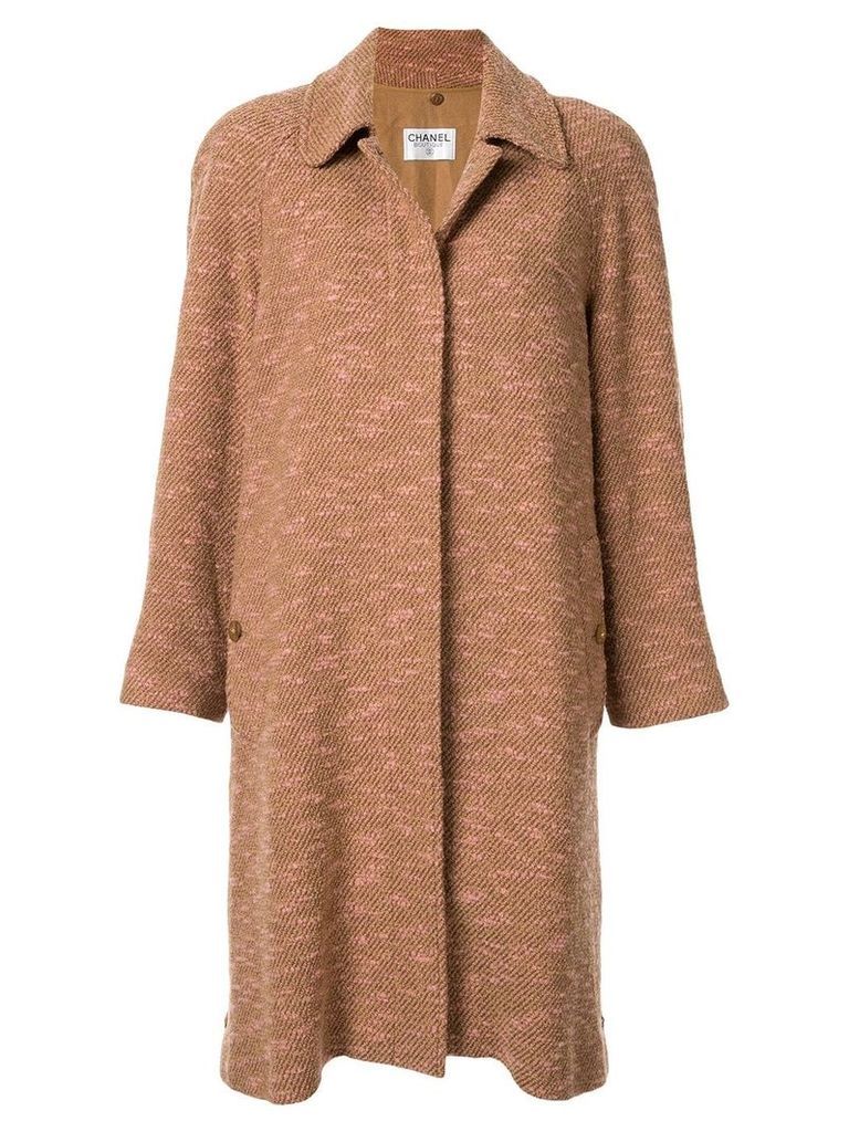 Chanel Pre-Owned single-breasted marled coat - Brown