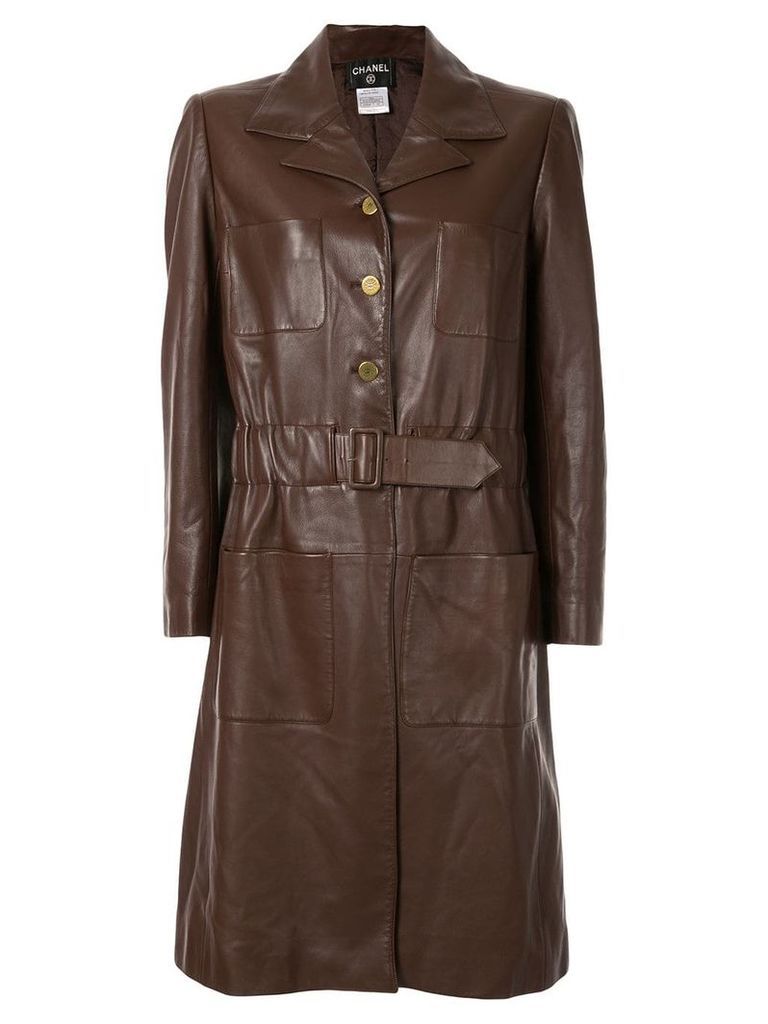 Chanel Pre-Owned long sleeve belted coat - Brown