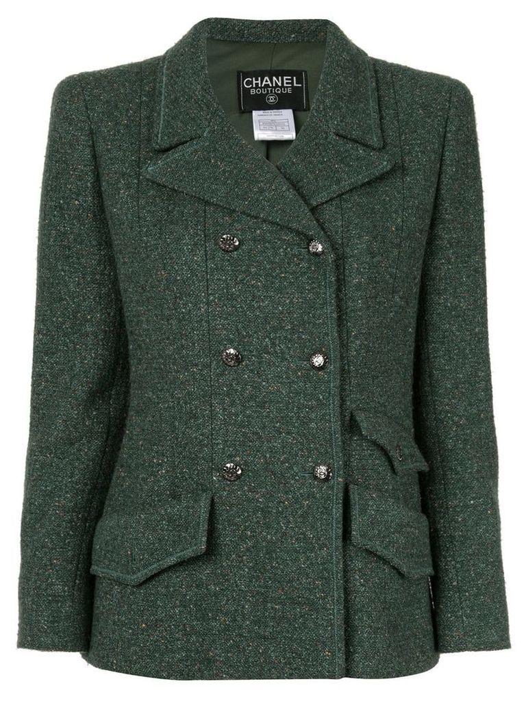 Chanel Pre-Owned slim double breasted blazer - Green