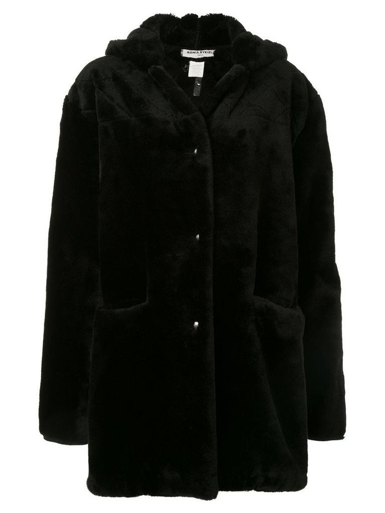 Sonia Rykiel Pre-Owned faux fur hooded coat - Black