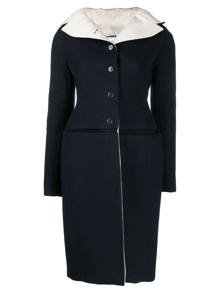 Jil Sander Pre-Owned buttoned fitted midi coat - Blue
