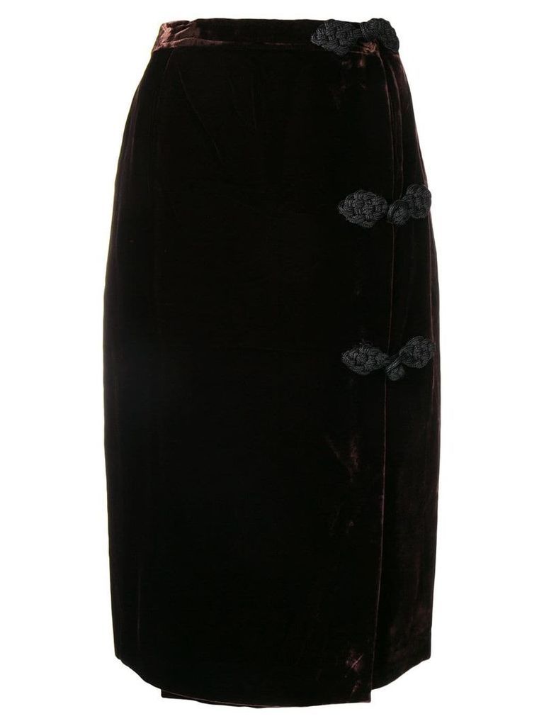 Valentino Pre-Owned 1980's velvet pencil skirt - Brown