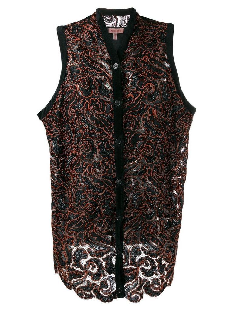 Romeo Gigli Pre-Owned embroidered floral gilet - Black