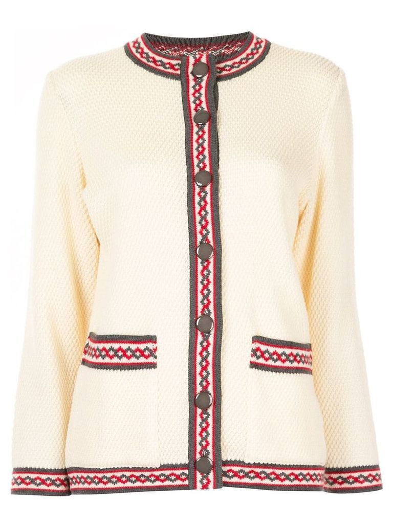 Yves Saint Laurent Pre-Owned collarless button-down cardigan - White