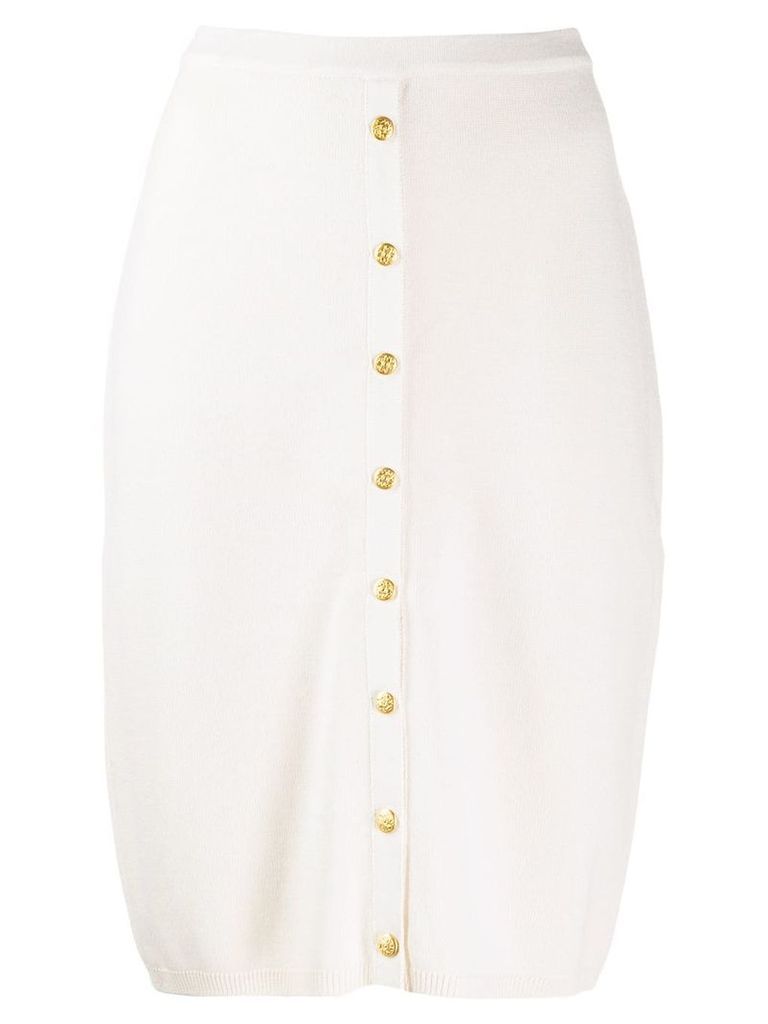 Salvatore Ferragamo Pre-Owned 1990's knitted straight skirt - White